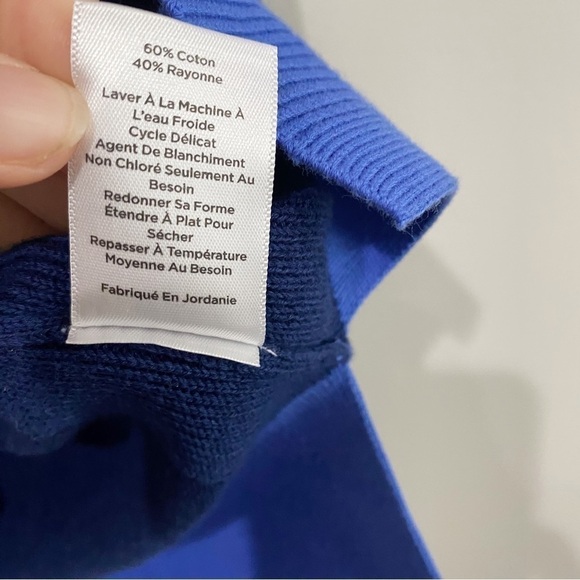 TALBOTS Girlfriend Cardigan Tipped Blue Pink Preppy Classic Size Small Petite - Picture 11 of 12